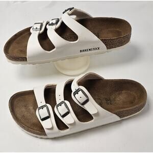 Birkenstock Florida Birko-Flor Womens Size 7-7.5 (38) White Slide Sandals